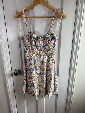 ASTR the Label Hannah Floral Ruffle Mini Dress - Size Small - Pink Blue Multi